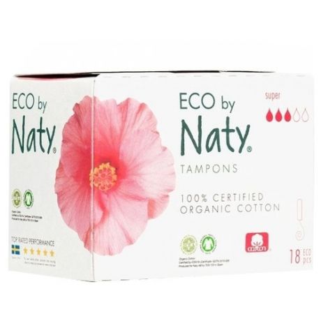 Naty тампоны Super без аппликатора, 3 капли, 18 шт.