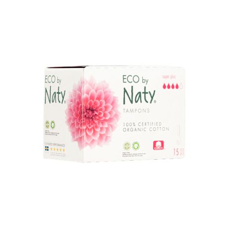 Naty тампоны Super Plus без аппликатора, 4 капли, 15 шт.