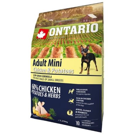 Сухой корм для собак Ontario (2.25 кг) Adult Mini Chicken & Potatoes 2.25 кг (для мелких пород)