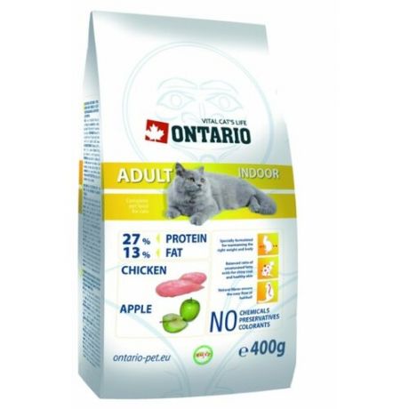 Сухой корм для кошек Ontario для живущих в помещении, с курицей 400 г