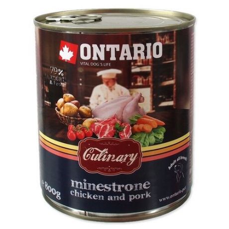 Влажный корм для собак Ontario Culinary Minestrone, курица, свинина 800г
