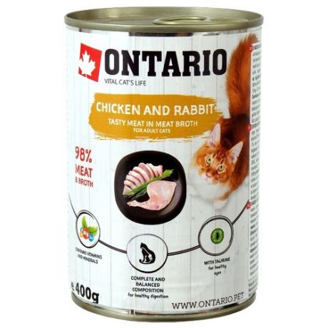Влажный корм для кошек Ontario с курицей, с кроликом 400 г