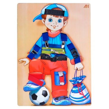 Бизиборд Деревянные игрушки Алешка голубой/красный