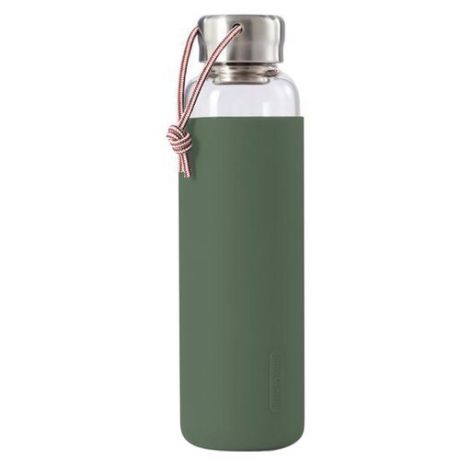 Бутылка для воды black + blum Glass Water Bottle 0.6 стекло, металл, силикон olive
