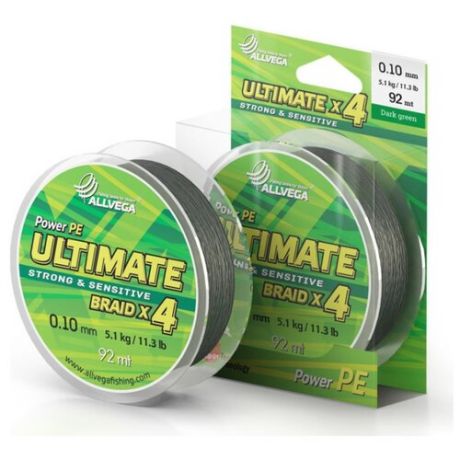 Плетеный шнур ALLVEGA ULTIMATE dark green 0.1 мм 92 м 5.1 кг