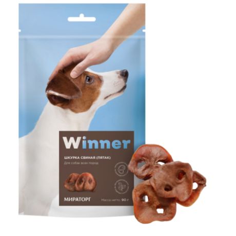 Лакомство для собак Winner Шкурка свиная (пятак), 90 г