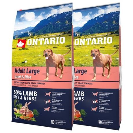 Сухой корм для собак Ontario ягненок, индейка 2шт. х 12 кг (для крупных пород)