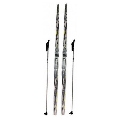 Беговые лыжи STC Skol Biathlon NNN с креплениями, с палками серый/черный/желтый 200 см