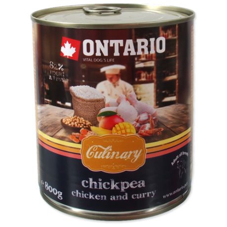 Влажный корм для собак Ontario Culinary, курица, с нутом, с карри 800г