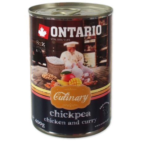Влажный корм для собак Ontario Culinary, курица, с нутом, с карри 400г