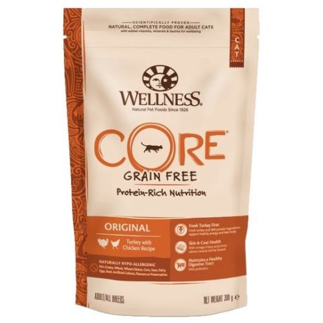 Сухой корм для кошек Wellness беззерновой, с лососем, с курицей, с индейкой 300 г