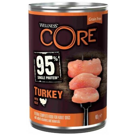 Влажный корм для собак Wellness CORE 95, индейка, с капустой 400г