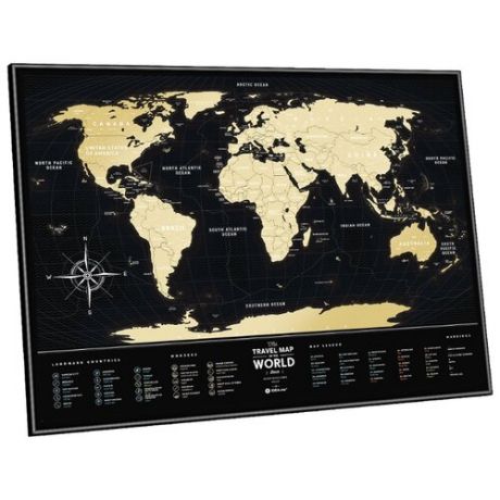 1DEA.me Скретч Карта Мира Black World, 60 × 80 см