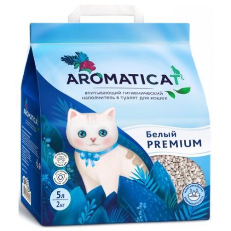 Впитывающий наполнитель AromatiCat Premium белый, 5 л/2 кг