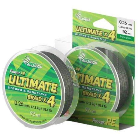 Плетеный шнур ALLVEGA ULTIMATE dark green 0.26 мм 92 м 17.3 кг