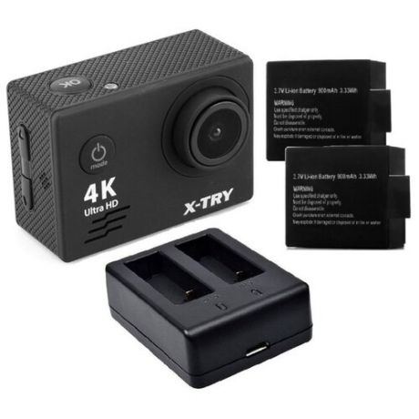 Экшн-камера X-TRY XTC164 NEO POWER KIT ULTRA HD ZOOM X4 черный