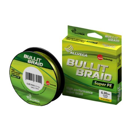 Плетеный шнур ALLVEGA BULLIT BRAID hi-vis yellow 0.3 мм 135 м 23.4 кг