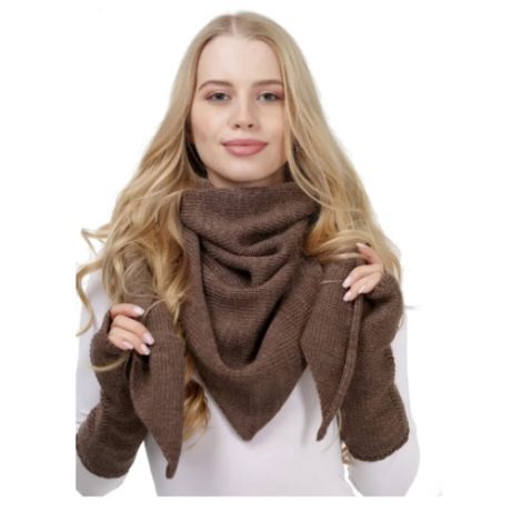 Косынка LAMBONIKA Кэри WS-009 коричневый/темно-коричневый