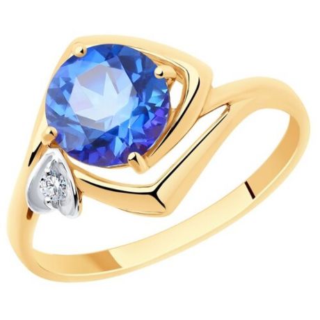 SOKOLOV Кольцо из золота с топазом Swarovski и фианитом Swarovski 715888, размер 17