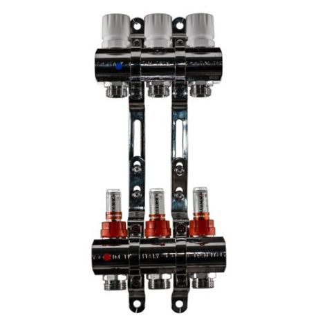 Коллекторная группа Tim (KD003) 1" ВР, 3 отвода 3/4", расходомер