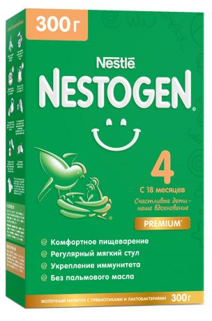 Молочко Nestogen 4 для комфортного пищеварения с пребиотиками и лактобактериями с 18 мес, 300 г