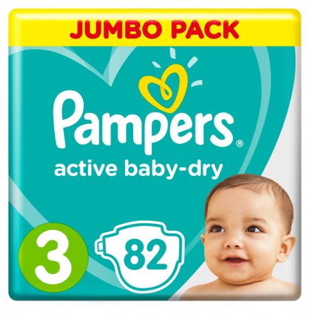 Подгузники Pampers Active Baby-Dry 3 (4-9 кг), 82 шт