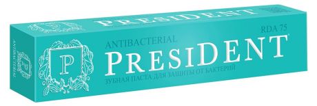 Зубная паста President Antibacterial для защиты от бактерий, 75 мл