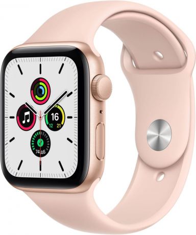 Apple Watch SE, 44 мм, корпус из алюминия золотого цвета, спортивный ремешок