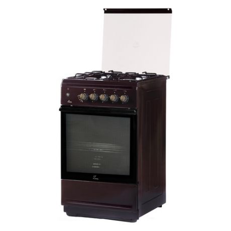 Газовая плита FLAMA N FG 24237 B, газовая духовка, стеклянная крышка, коричневый