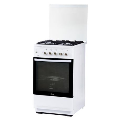Газовая плита FLAMA N FG 24239 W, газовая духовка, стеклянная крышка, белый