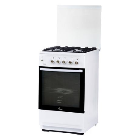 Газовая плита FLAMA N FG 24241 W, газовая духовка, стеклянная крышка, белый