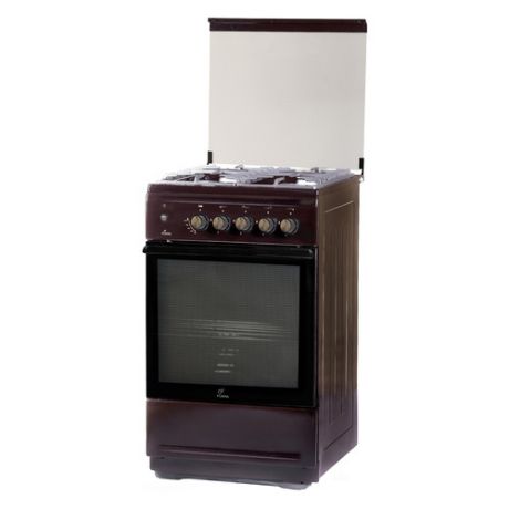 Газовая плита FLAMA N FG 24239 B, газовая духовка, стеклянная крышка, коричневый