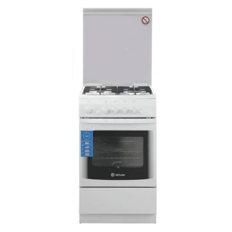 Газовая плита DE LUXE 506040.14г (кр) ЧР, газовая духовка, стеклянная крышка, белый