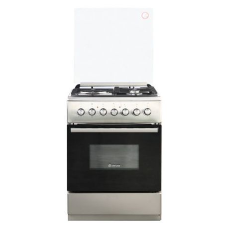 Газовая плита DE LUXE 606031.00гэ-005, электрическая духовка, стеклянная крышка, нержавеющая сталь