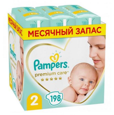 Подгузники Pampers Premium Care 2 4-8 кг, 198 штук