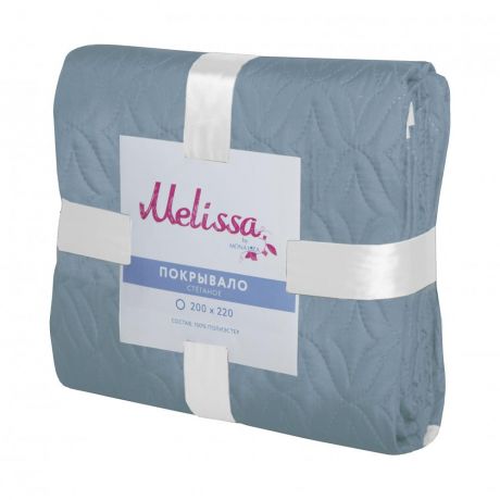 Покрывало "Melissa", 200x220 см, микрофибра стёганная, цвет синий/горчичный