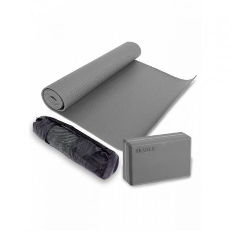 Товары для йоги Bradex Коврик для йоги 190х61х0.5 см с блоком, чехлом и переноской
