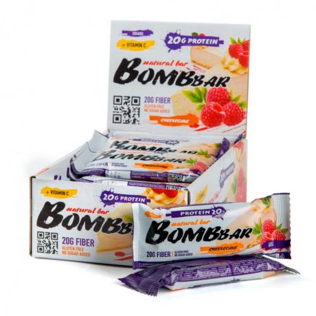 Батончик протеиновый Bombbar 60г малиновый чизкейк