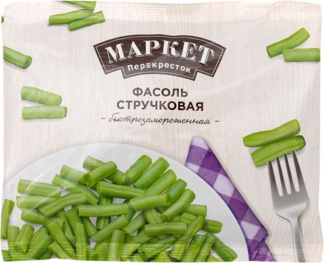 Фасоль стручковая Маркет Перекресток резаная быстрозамороженная 400г