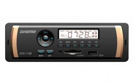 Автомагнитола Digma DCR-110B24 USB MP3 FM 1DIN 4x45Вт черный