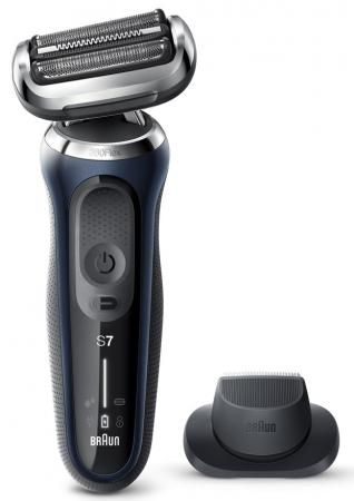 Бритва сетчатая Braun 70-B1200s реж.эл.:3 питан.:аккум. черный/синий