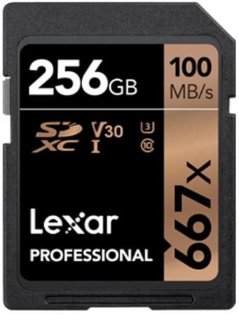 LEXAR 256GB Professional 667x SDXC UHS-I cards, up to 100MB/s read 90MB/s write C10 V30 U3