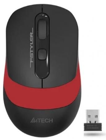 Мышь A4 Fstyler FG10 черный/красный оптическая (2000dpi) беспроводная USB (4but)