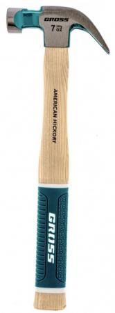Молоток-гвоздодер,200 г, угол 45, магнит, обрезиненная рукоятка AMERICAN HICKORY // GROSS