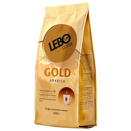 Кофе молотый LEBO coffee Gold Arabica для заваривания в чашке, средняя обжарка 100г