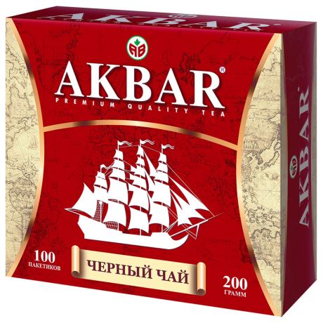 Чай Akbar 100пак черный мелкий корабль