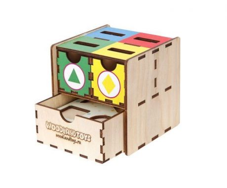 Деревянные игрушки Woodland Комодик-куб Фигуры цвет