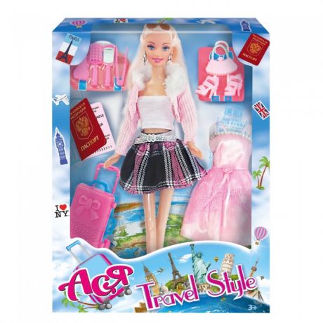 Куклы и одежда для кукол Toys Lab Кукла Ася Блондинка в розовой кофте Путешественница