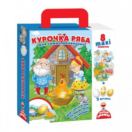 Пазлы Vladi toys Игра настольная Макси пазлы Путешествие по сказке Курочка Ряба
