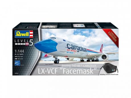 Сборные модели Revell Сборная модель Самолета Boeing 747-8F CARGOLUX LX-VCF Facemask 1:144